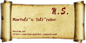 Marhás Sándor névjegykártya